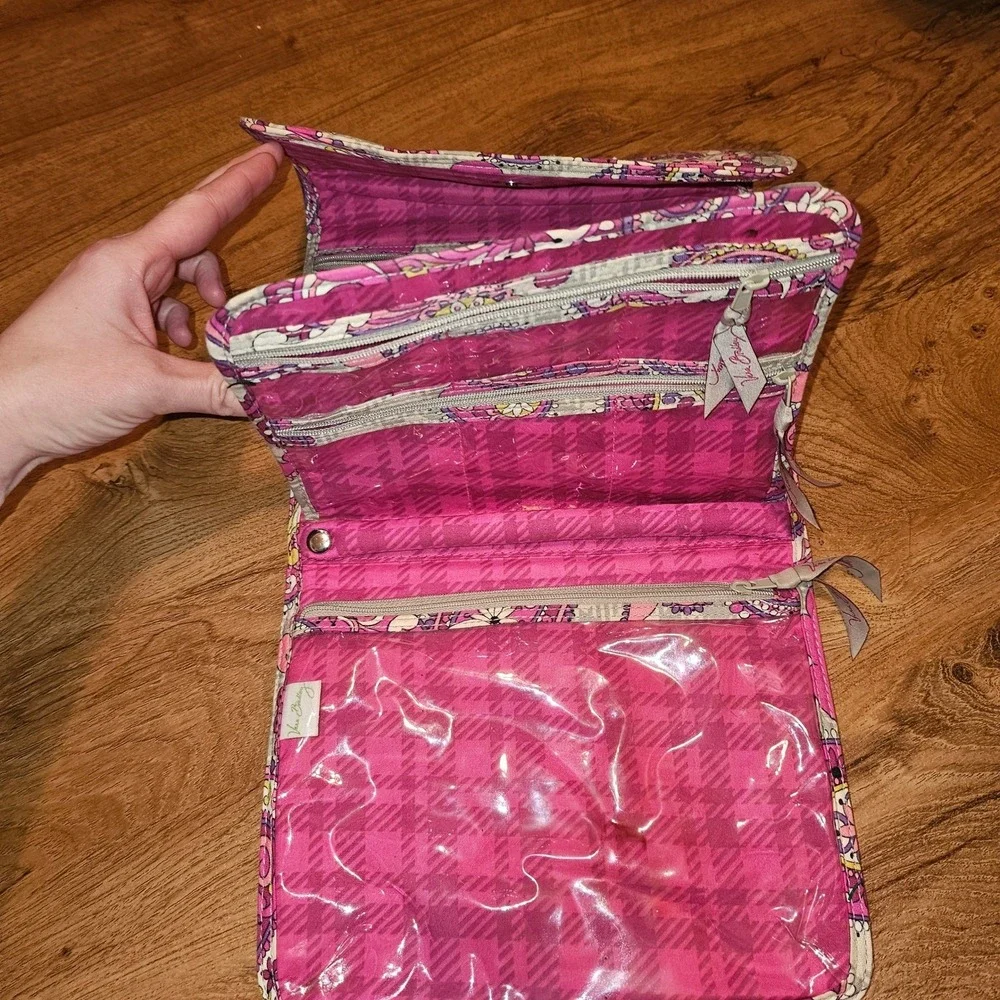 Vera Bradley Travel Organizer Pink Paisley Quilted Toiletry Cosmetic Bag